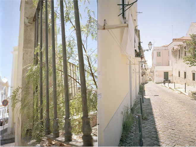 Lisbon light and alleys with typical lamps captured in Film